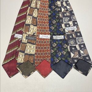 Men's Elegant Tie Set - Red, Brown, Blue